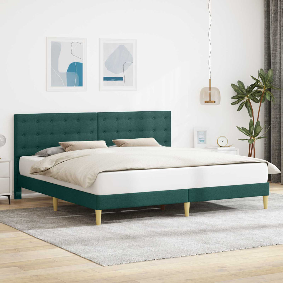 Bedframe met hoofdeinde Donkergroen 200 x 200 cm Stof
