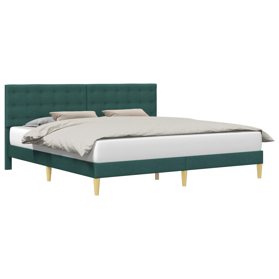 Bedframe met hoofdeinde Donkergroen 200 x 200 cm Stof