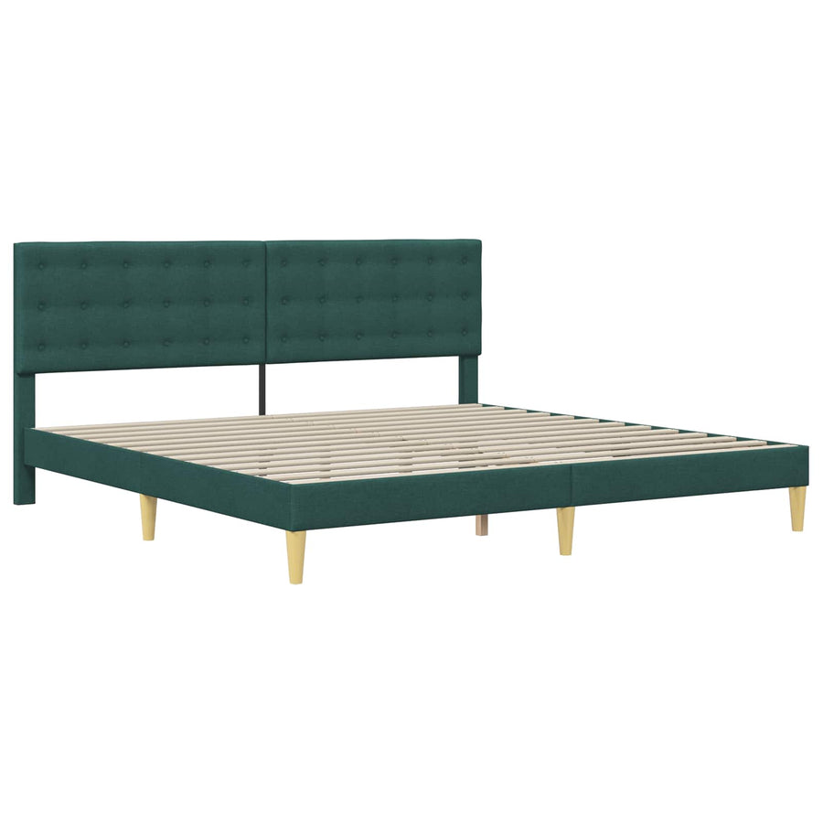 Bedframe met hoofdeinde Donkergroen 200 x 200 cm Stof