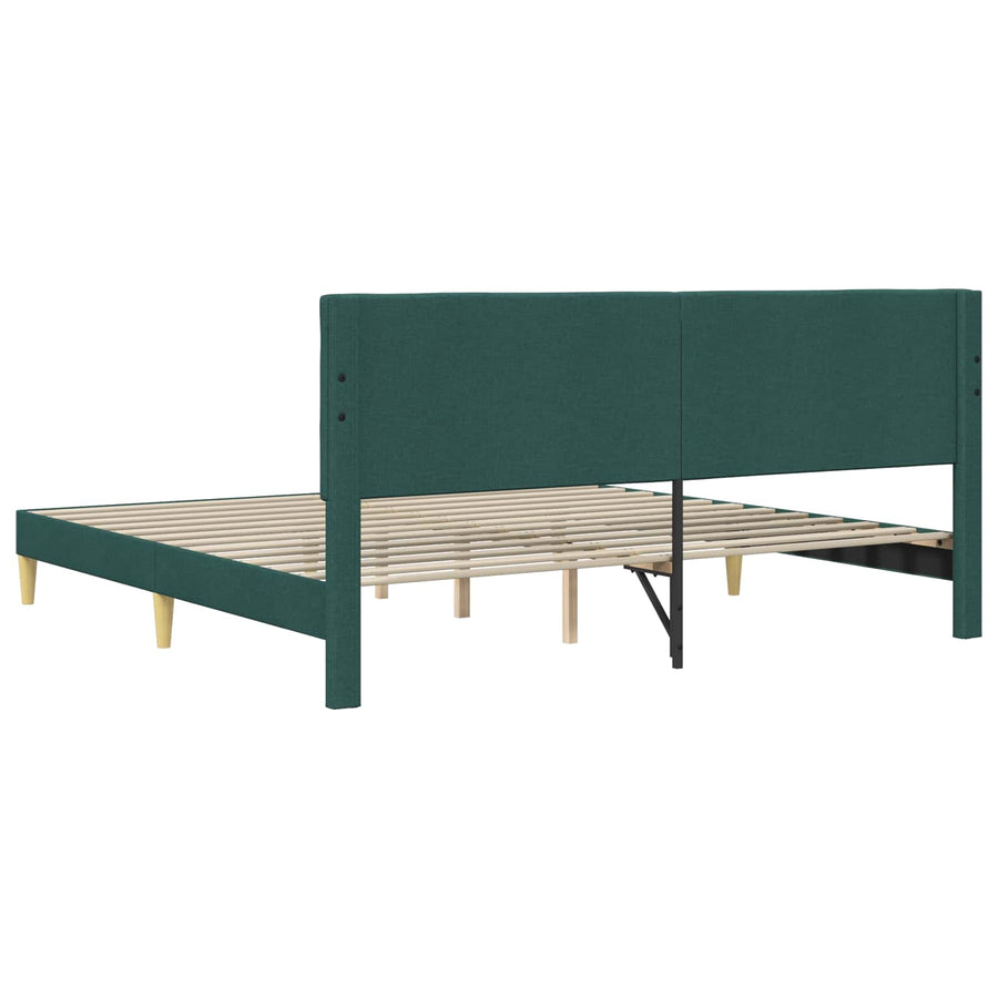 Bedframe met hoofdeinde Donkergroen 200 x 200 cm Stof