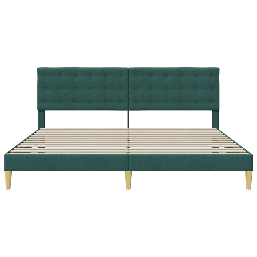 Bedframe met hoofdeinde Donkergroen 200 x 200 cm Stof