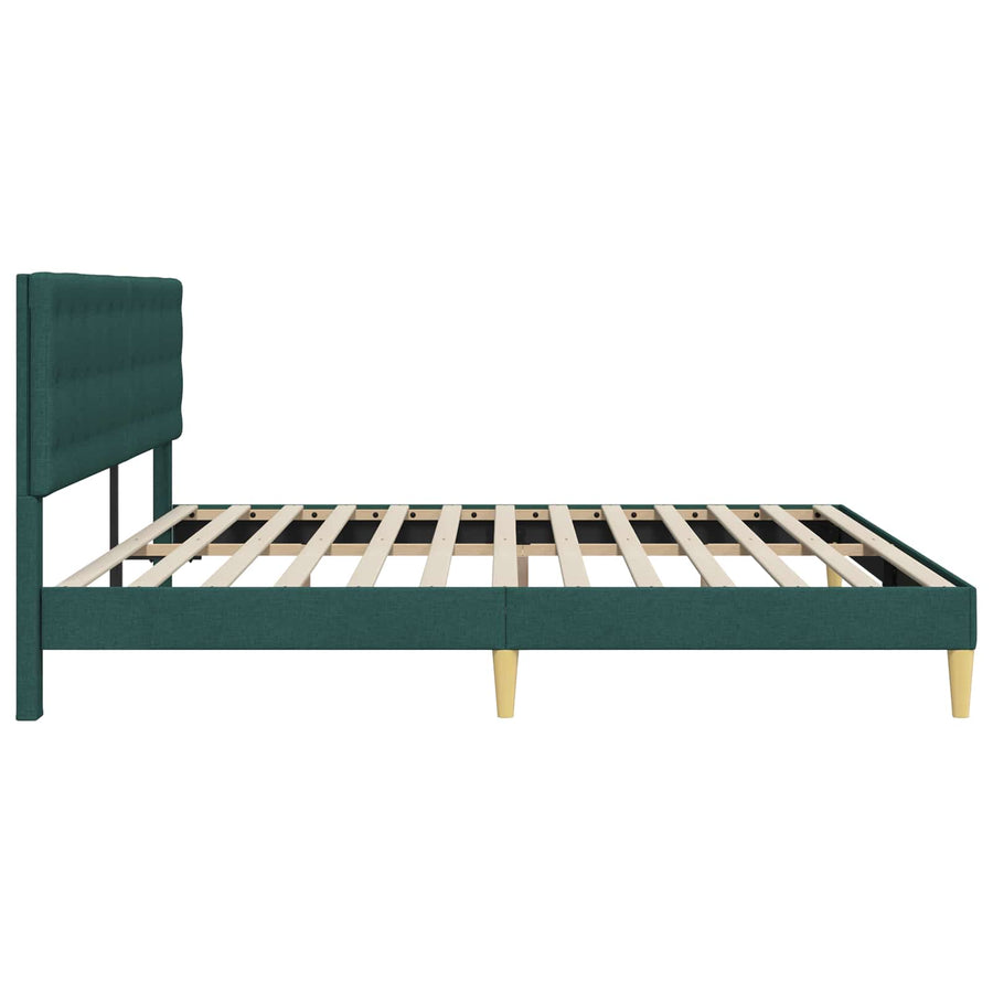 Bedframe met hoofdeinde Donkergroen 200 x 200 cm Stof