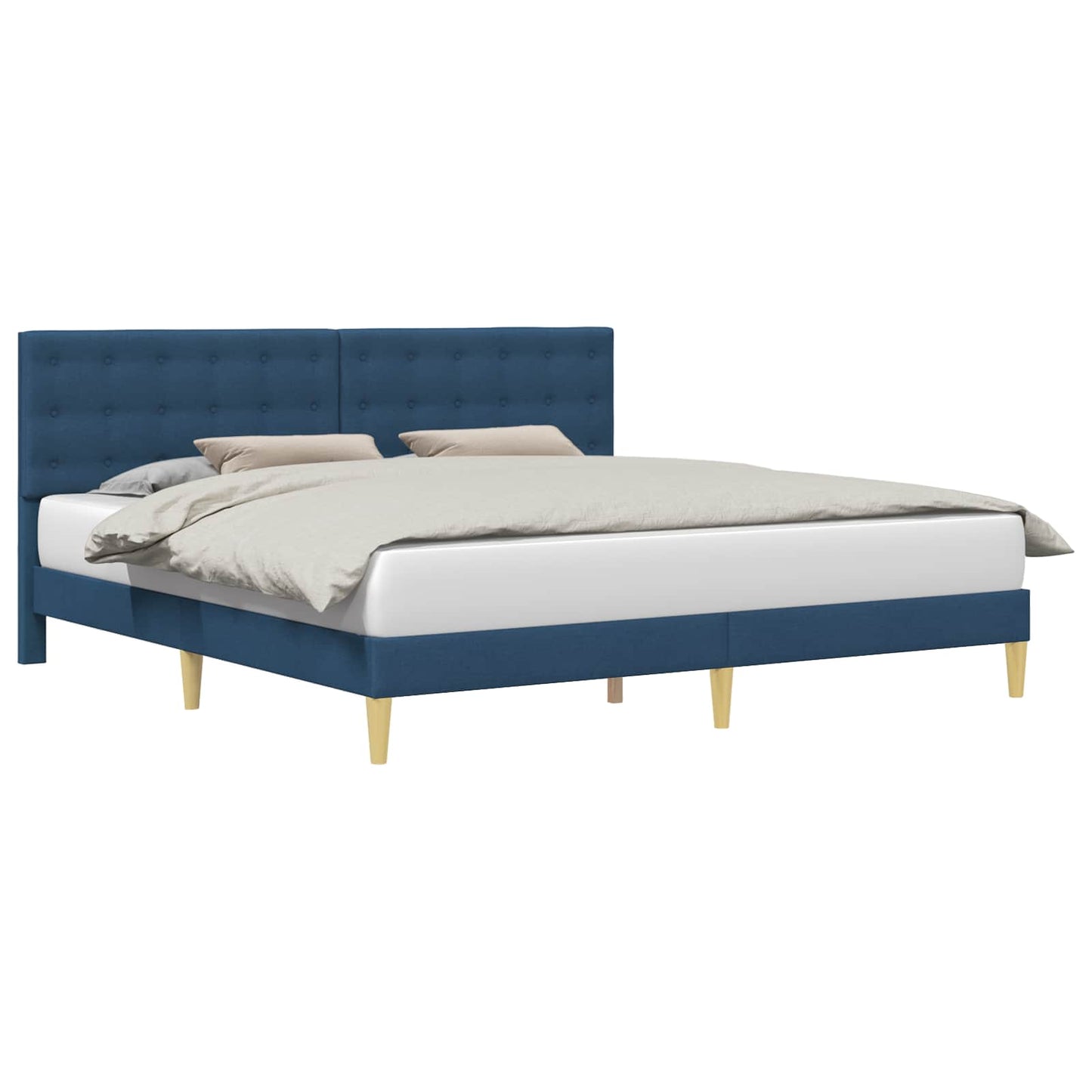 Bedframe met hoofdeinde Blauw 200 x 200 cm Stof