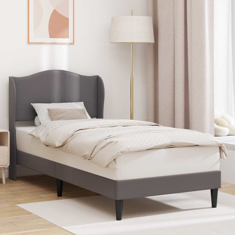 Bedframe met hoofdeinde Grijs 90 x 200 cm Kunstleer