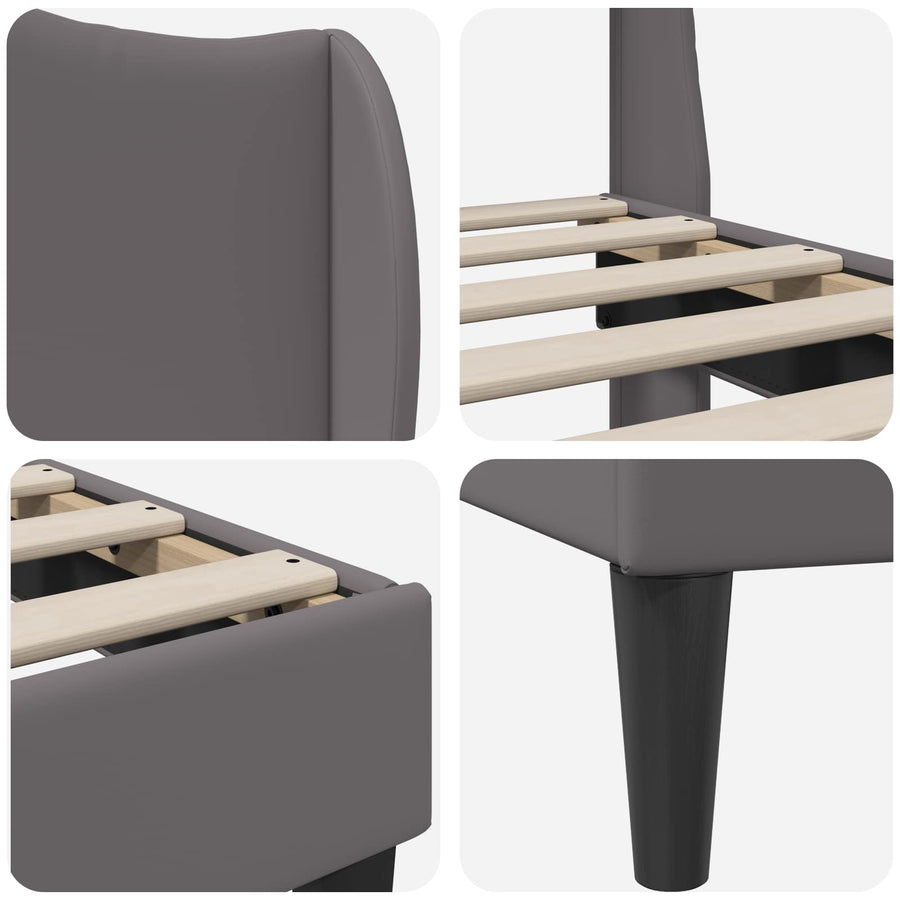 Bedframe met hoofdeinde Grijs 120 x 190 cm Kunstleer