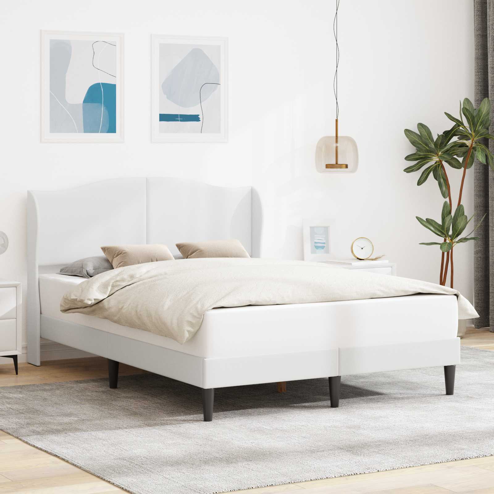 Bedframe met hoofdeinde Wit 140 x 190 cm Kunstleer
