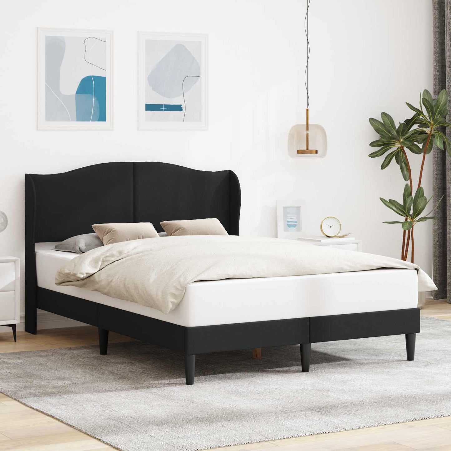 Bedframe met hoofdeinde Zwart 140 x 200 cm Kunstleer