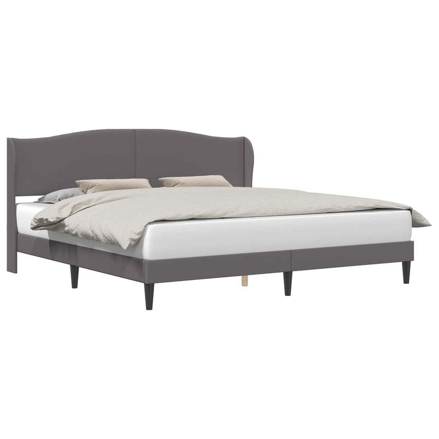 Bedframe met hoofdeinde Grijs 200 x 200 cm Kunstleer