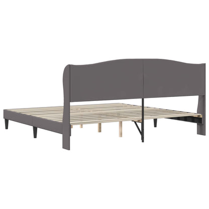 Bedframe met hoofdeinde Grijs 200 x 200 cm Kunstleer