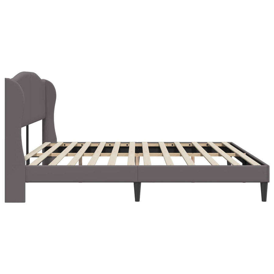 Bedframe met hoofdeinde Grijs 200 x 200 cm Kunstleer