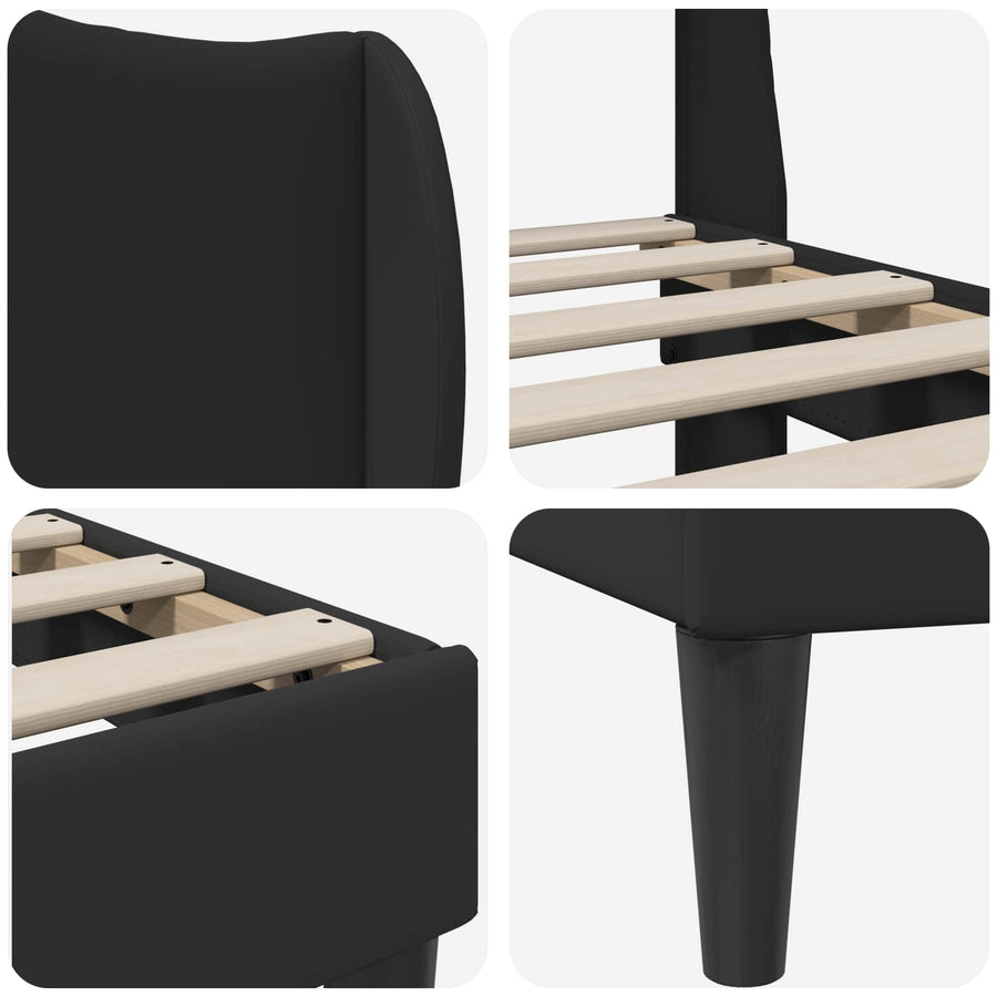 Bedframe met hoofdeinde Zwart 200 x 200 cm Kunstleer