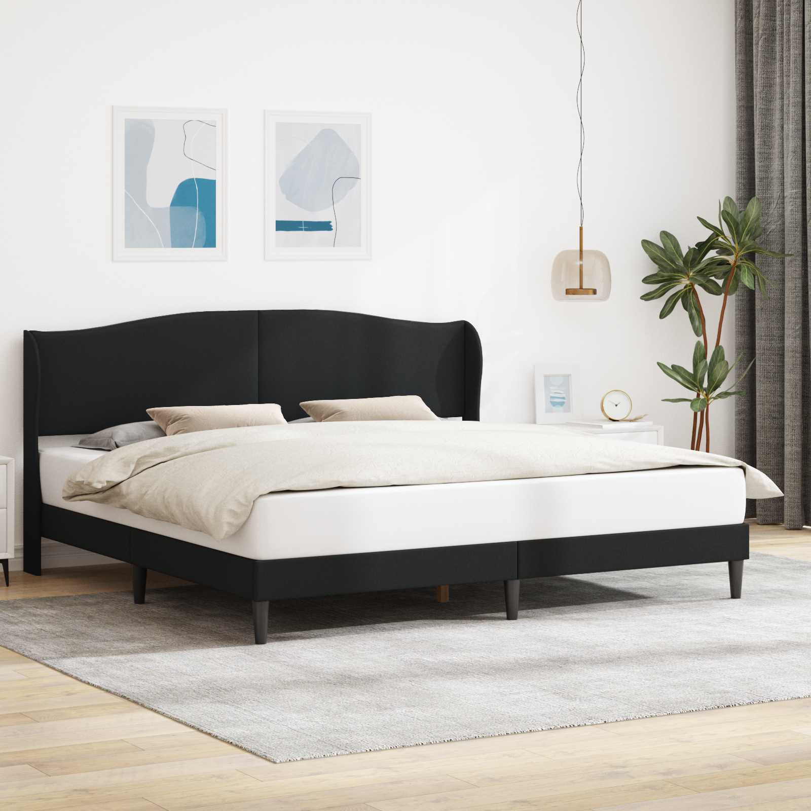Bedframe met hoofdeinde Zwart 200 x 200 cm Kunstleer
