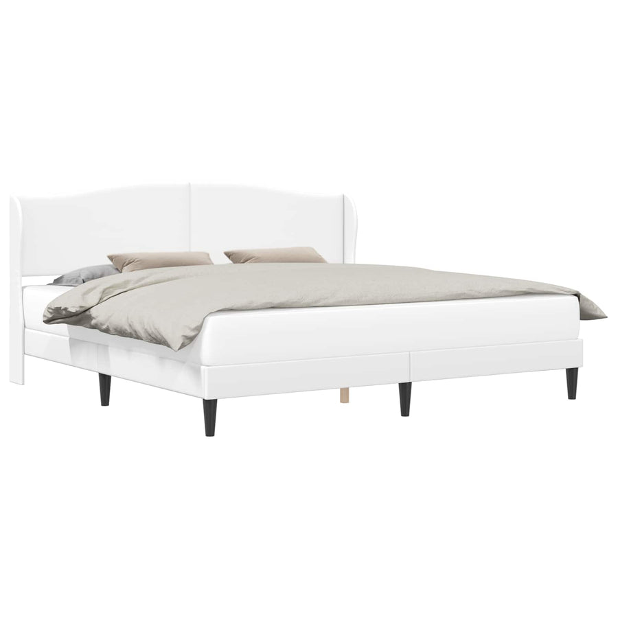 Bedframe met hoofdeinde Wit 200 x 200 cm Kunstleer
