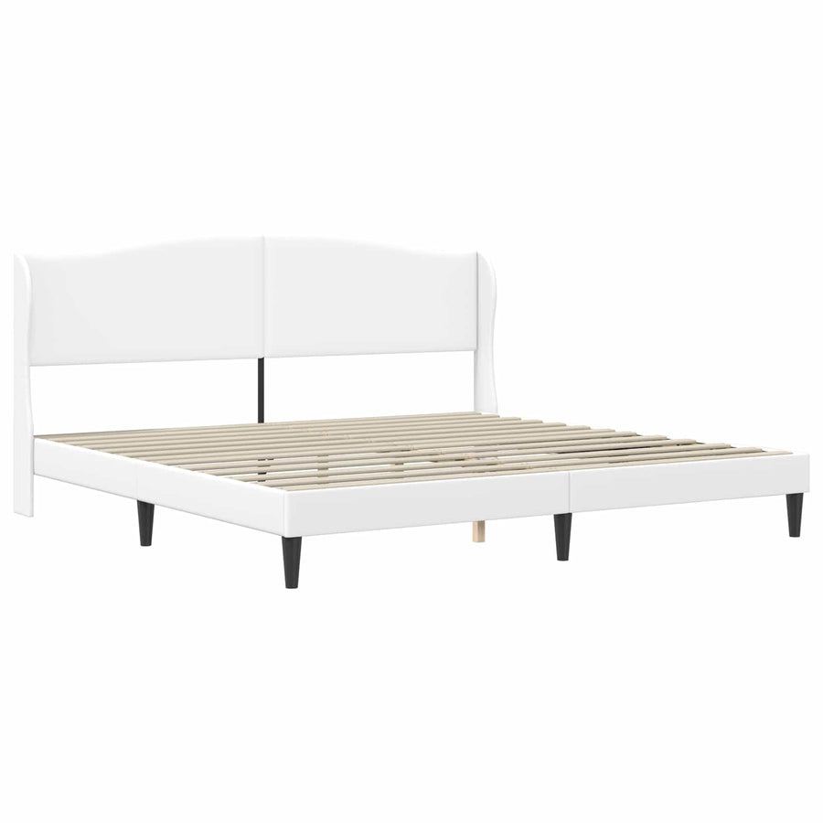 Bedframe met hoofdeinde Wit 200 x 200 cm Kunstleer