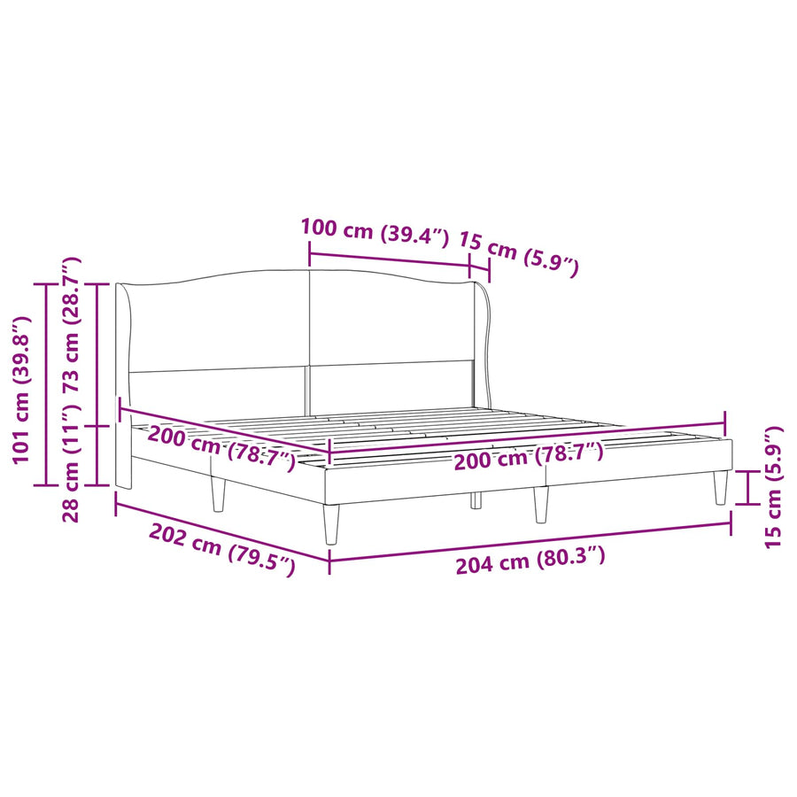 Bedframe met hoofdeinde Wit 200 x 200 cm Kunstleer