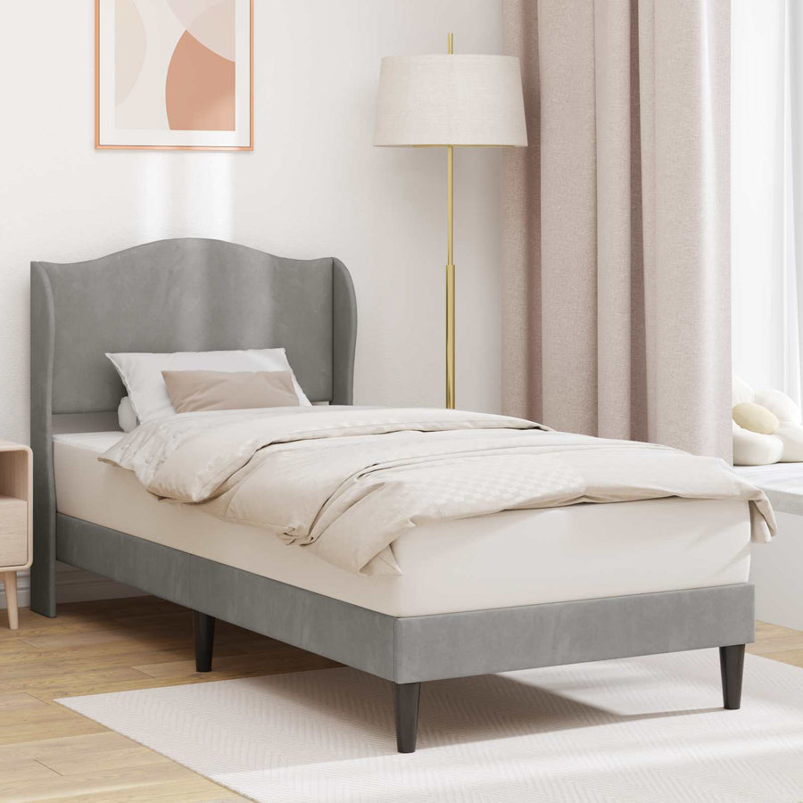Bedframe met hoofdeinde Lichtgrijs 80 x 200 cm Fluweel