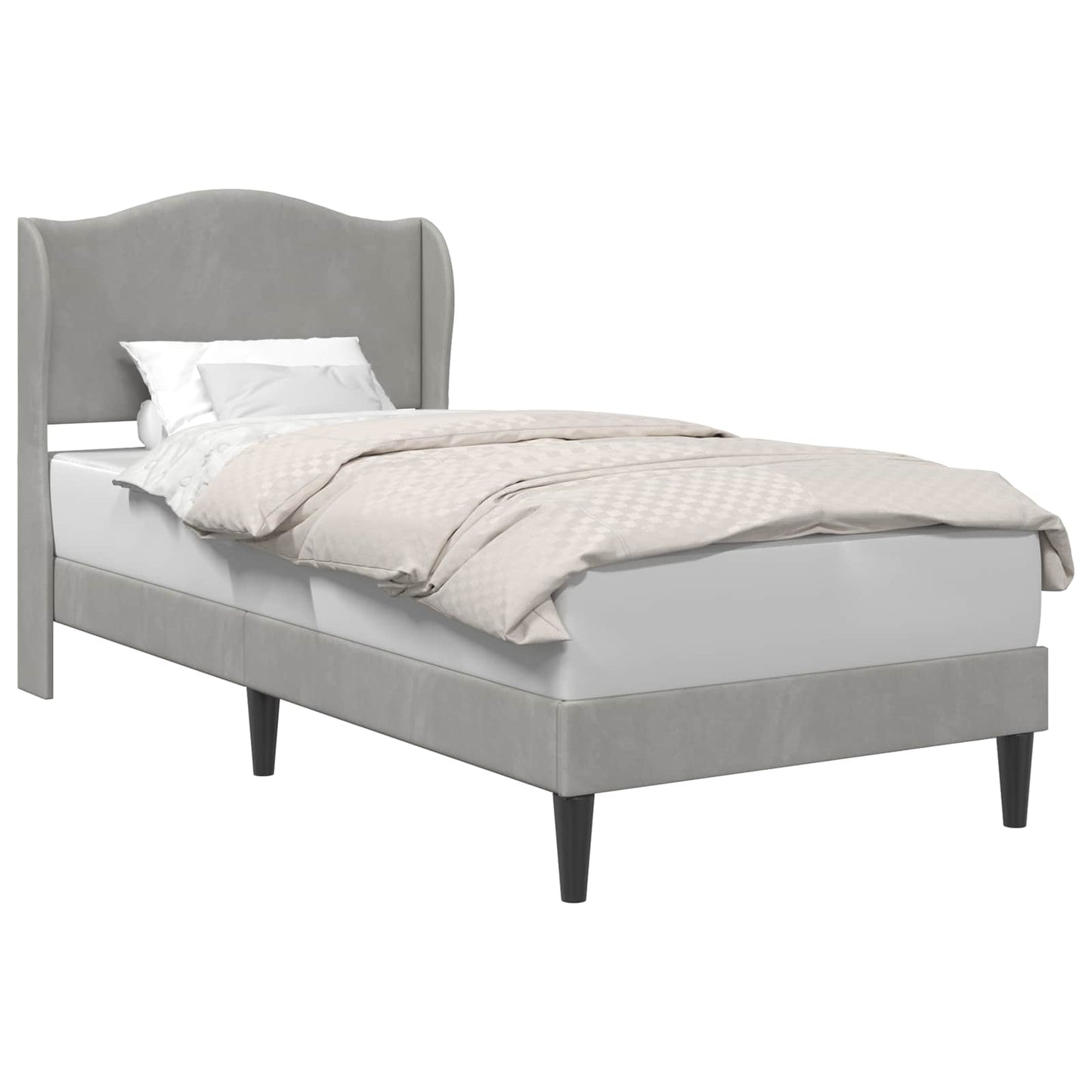 Bedframe met hoofdeinde Lichtgrijs 80 x 200 cm Fluweel