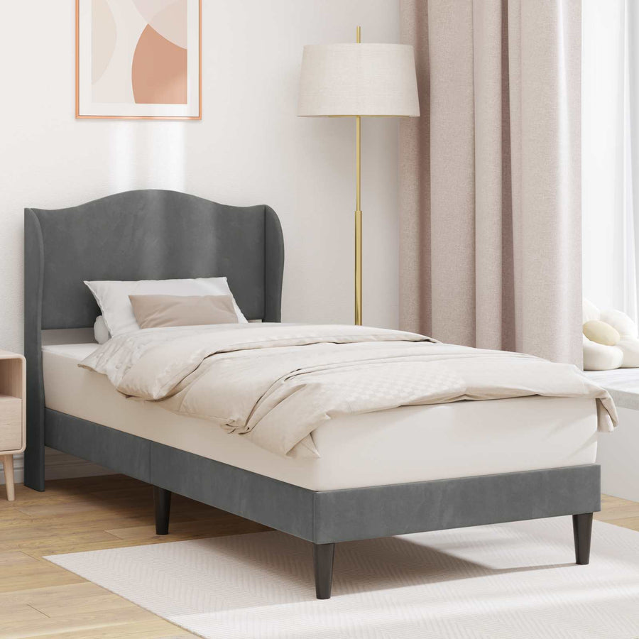 Bedframe met hoofdeinde Donkergrijs 90 x 190 cm Fluweel