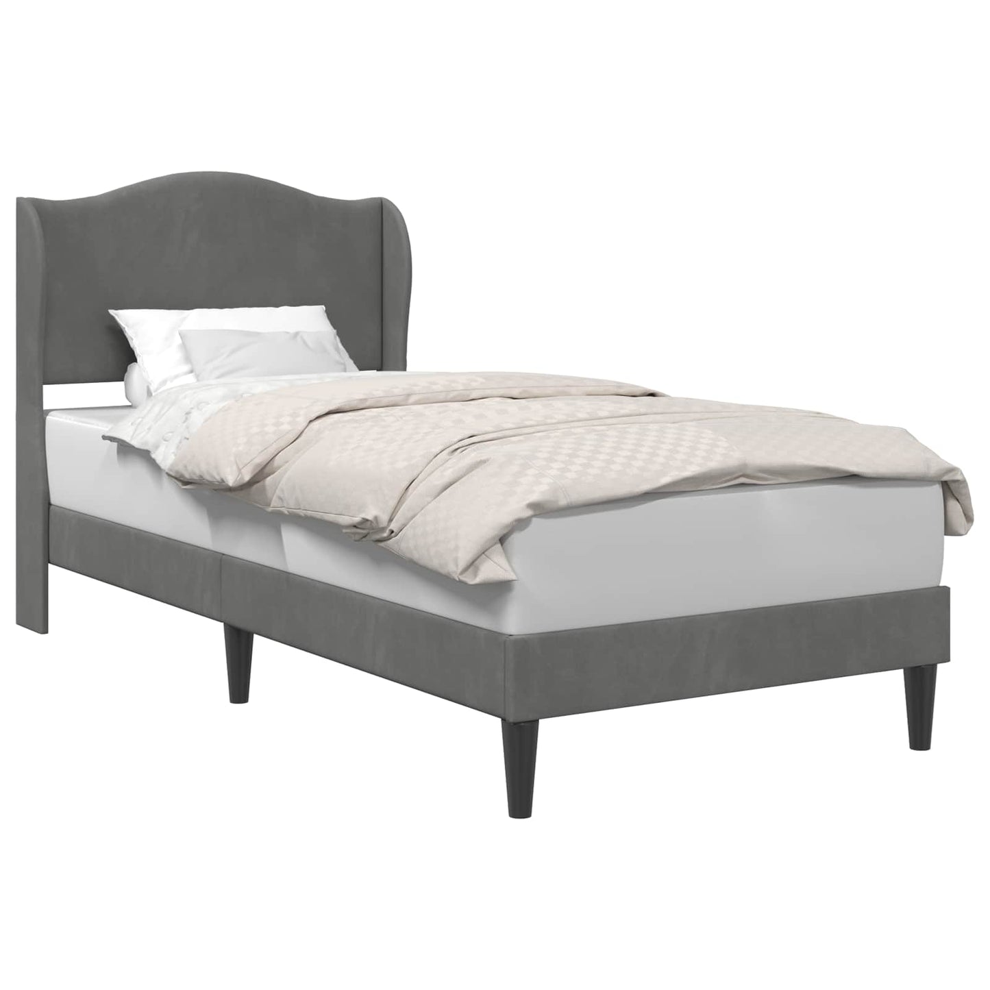 Bedframe met hoofdeinde Donkergrijs 90 x 190 cm Fluweel