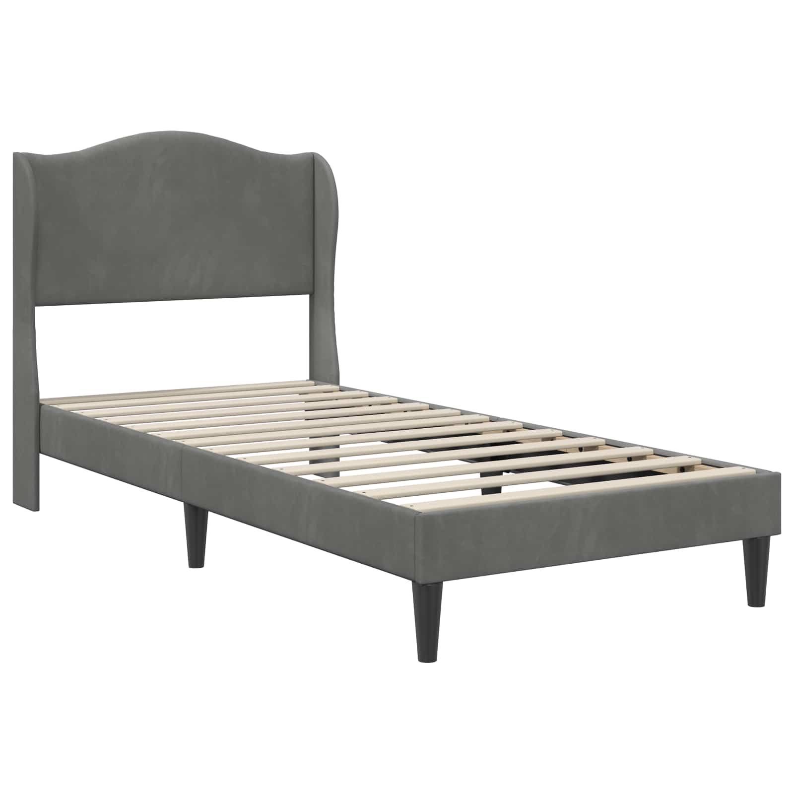 Bedframe met hoofdeinde Donkergrijs 90 x 190 cm Fluweel