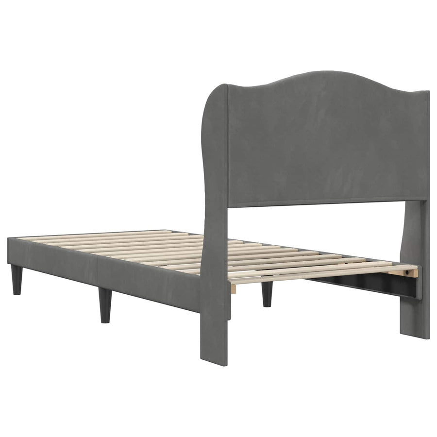 Bedframe met hoofdeinde Donkergrijs 90 x 190 cm Fluweel