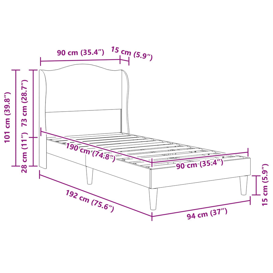 Bedframe met hoofdeinde Donkergroen 90 x 190 cm Fluweel