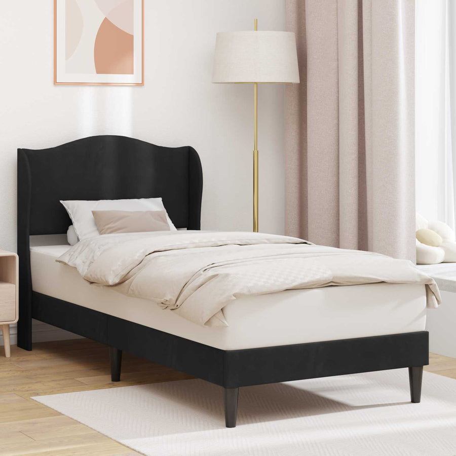 Bedframe met hoofdeinde Zwart 90 x 200 cm Fluweel