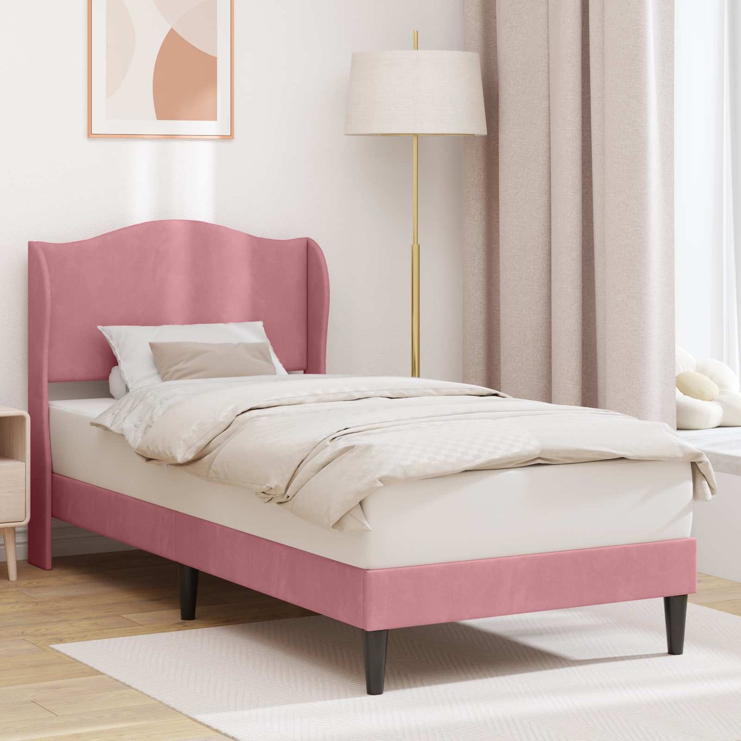 Bedframe met hoofdeinde Roze 100 x 200 cm Fluweel