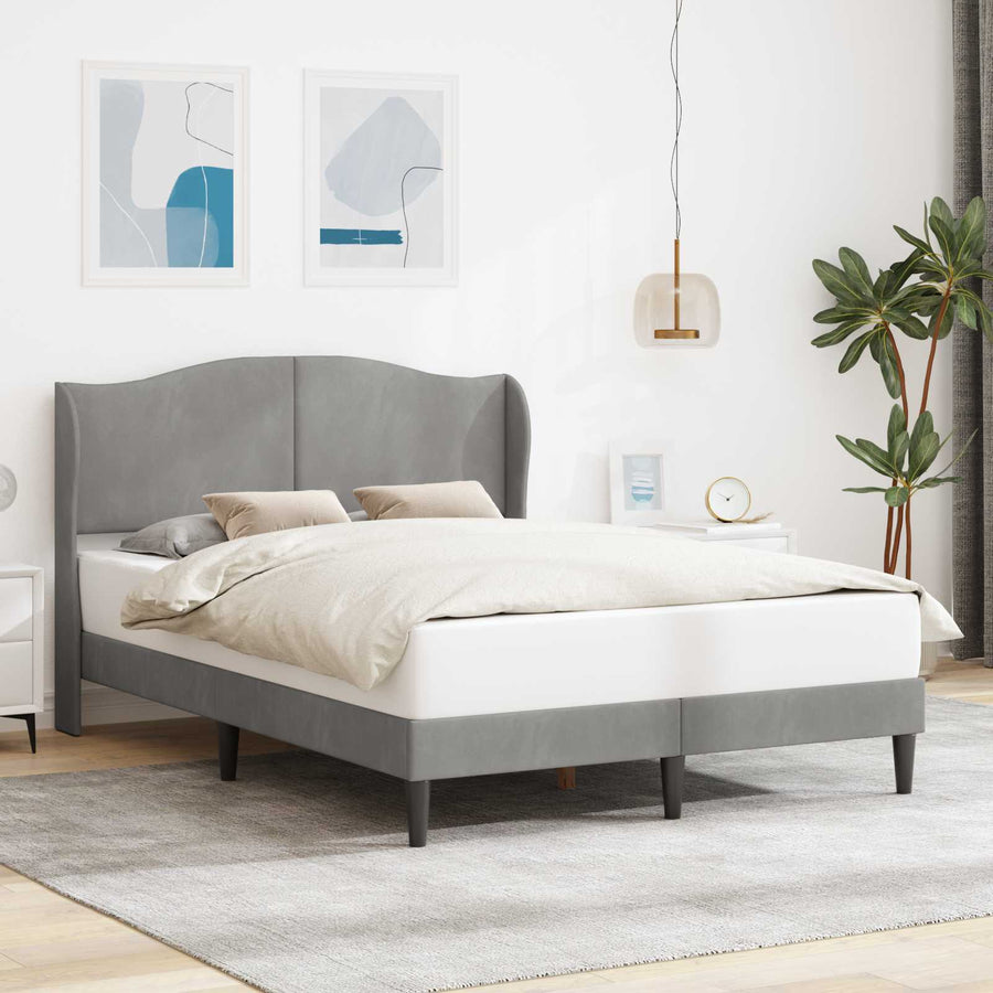 Bedframe met hoofdeinde Lichtgrijs 120 x 190 cm Fluweel