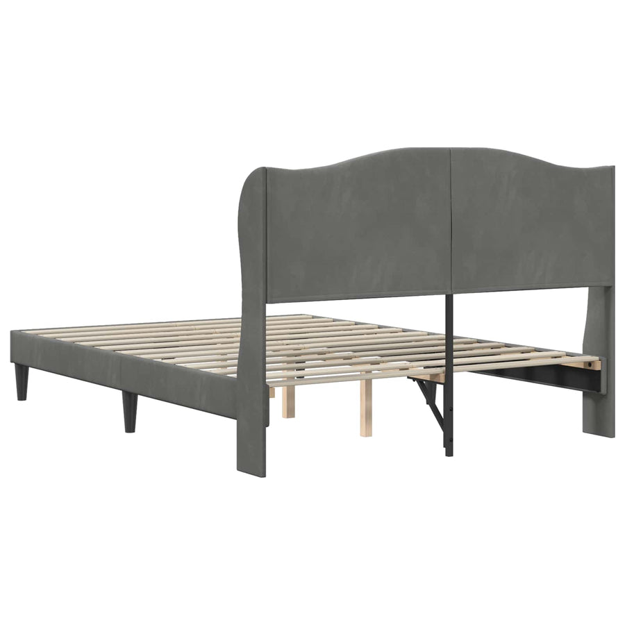Bedframe met hoofdeinde Donkergrijs 120 x 200 cm Fluweel