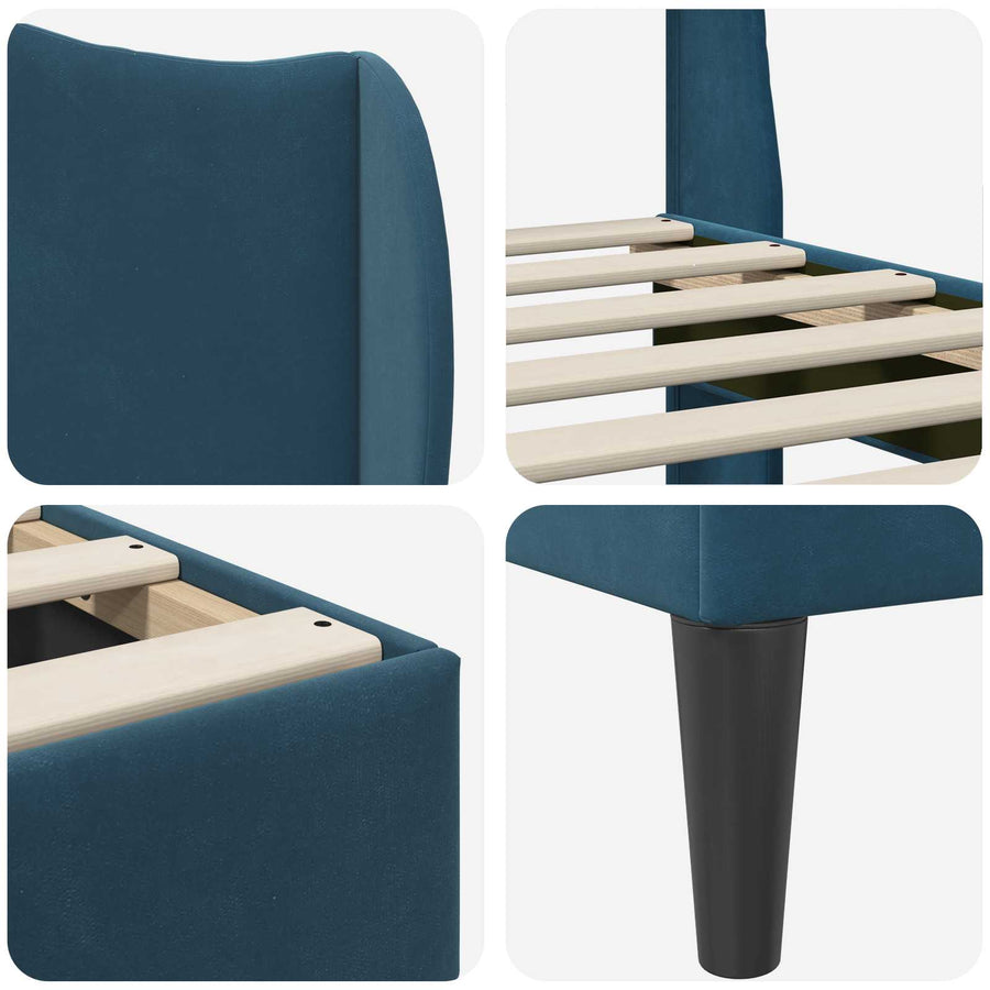 Bedframe met hoofdeinde Blauw 120 x 200 cm Fluweel