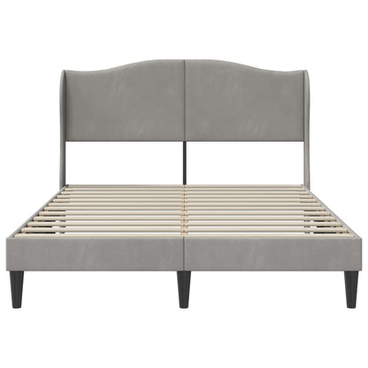 Bedframe met hoofdeinde Lichtgrijs 140 x 190 cm Fluweel