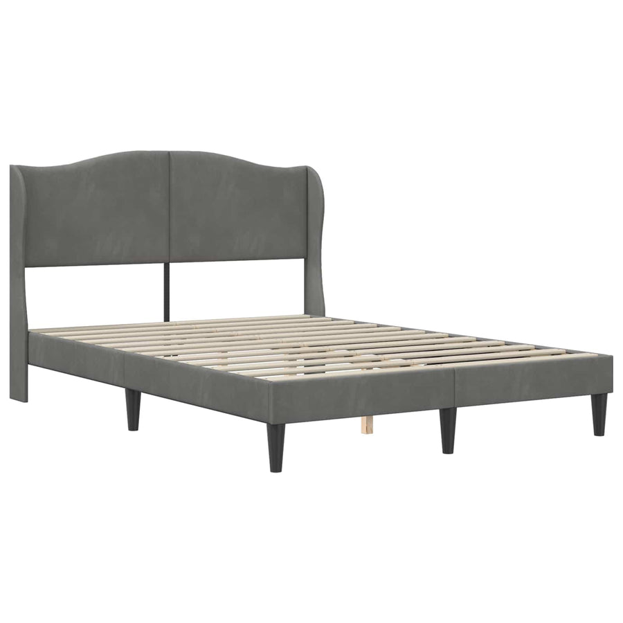 Bedframe met hoofdeinde Donkergrijs 140 x 190 cm Fluweel