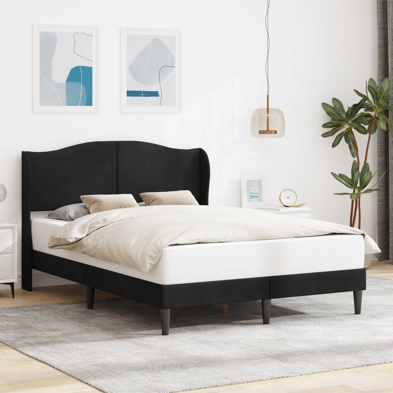 Bedframe met hoofdeinde Zwart 140 x 190 cm Fluweel