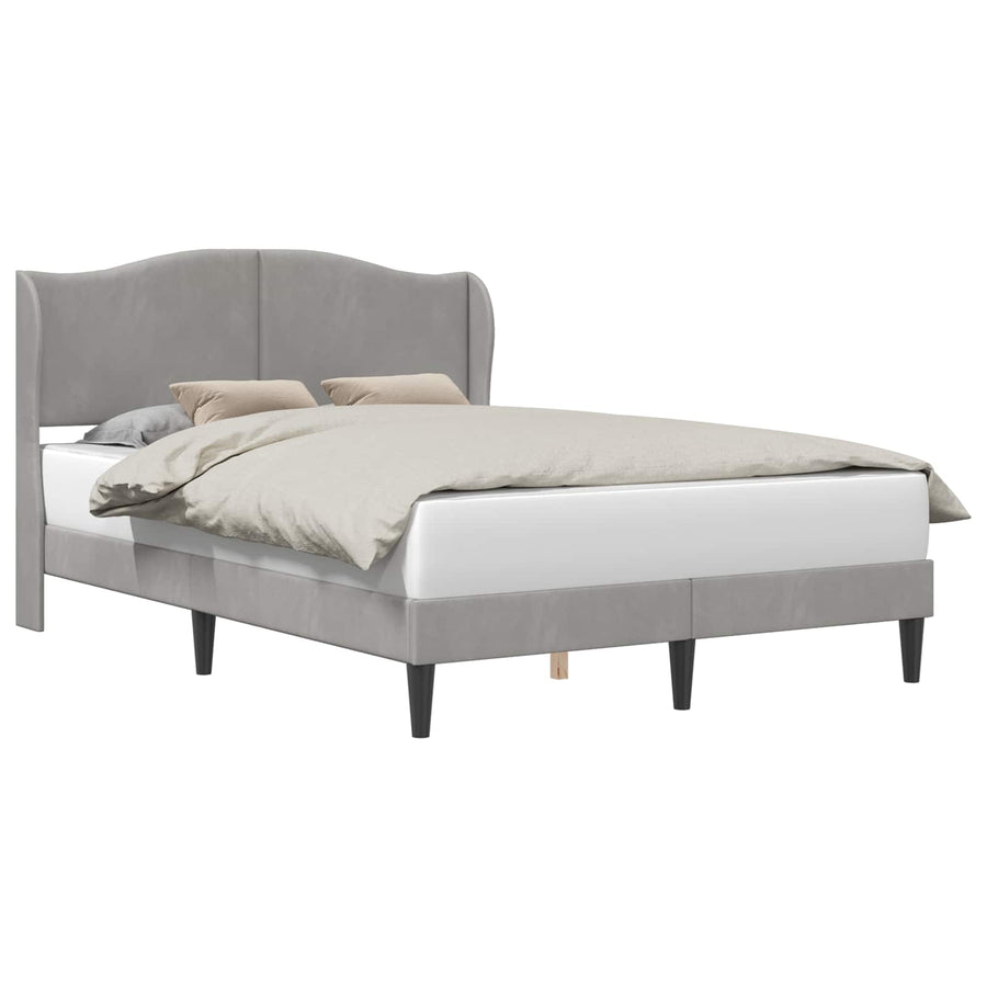 Bedframe met hoofdeinde Lichtgrijs 140 x 200 cm Fluweel