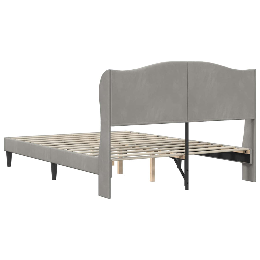 Bedframe met hoofdeinde Lichtgrijs 140 x 200 cm Fluweel