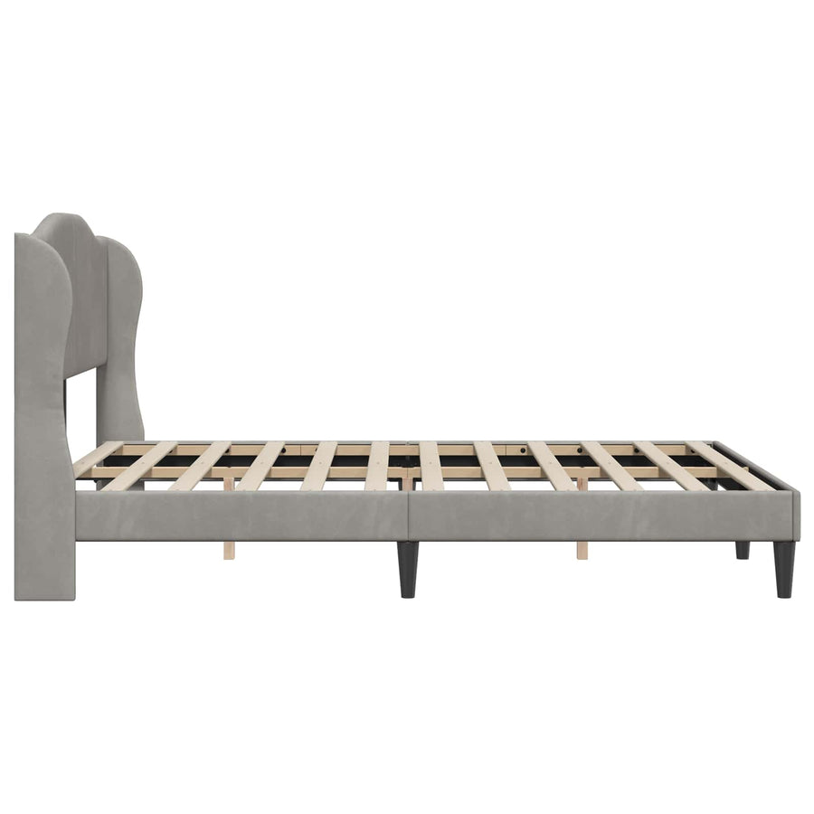 Bedframe met hoofdeinde Lichtgrijs 140 x 200 cm Fluweel