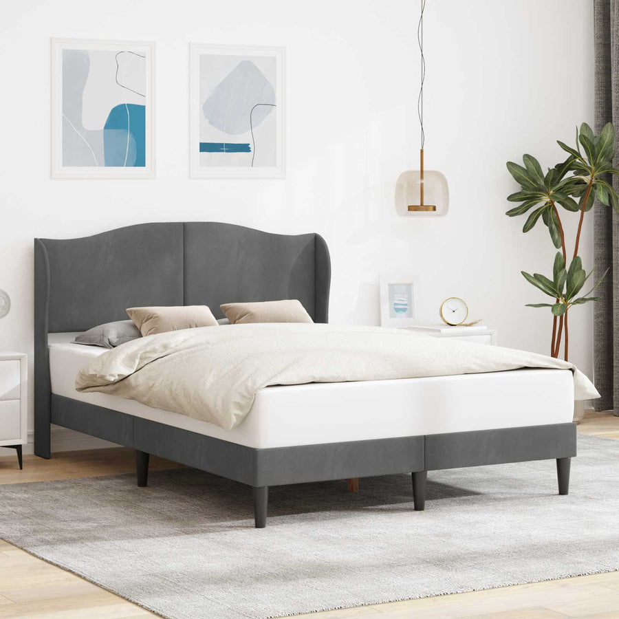 Bedframe met hoofdeinde Donkergrijs 140 x 200 cm Fluweel