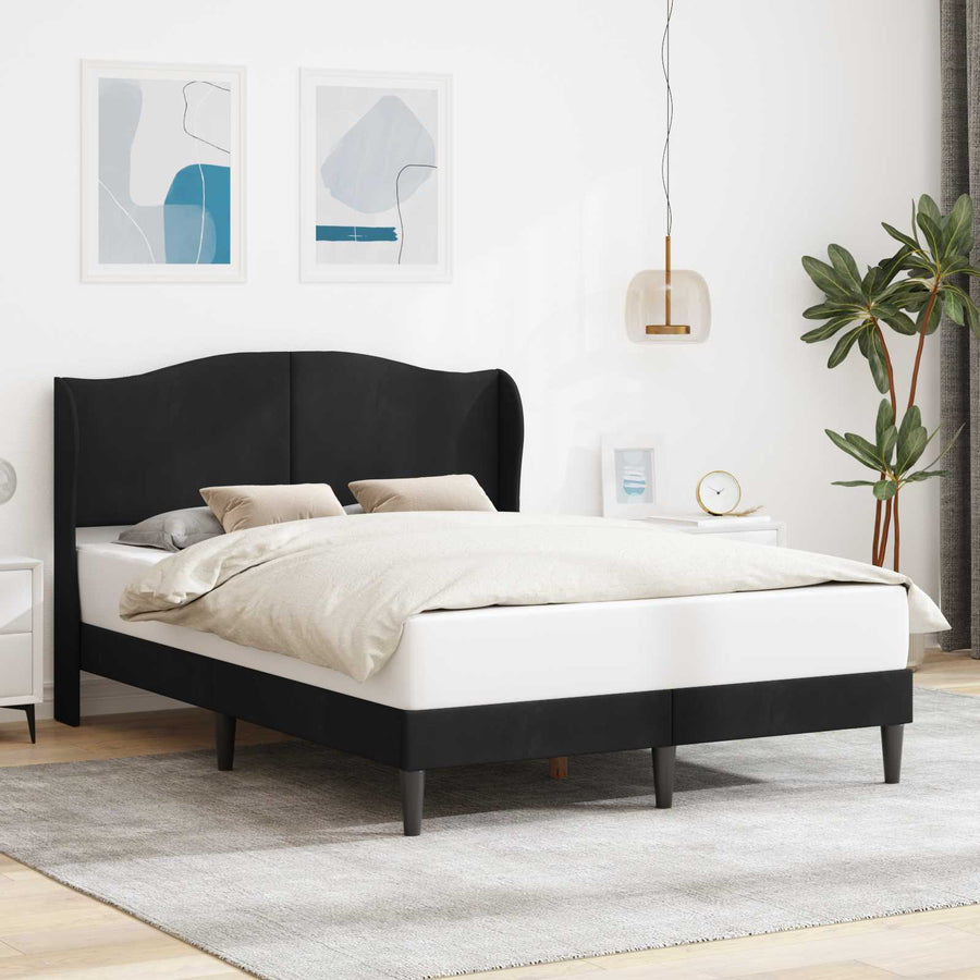 Bedframe met hoofdeinde Zwart 140 x 200 cm Fluweel