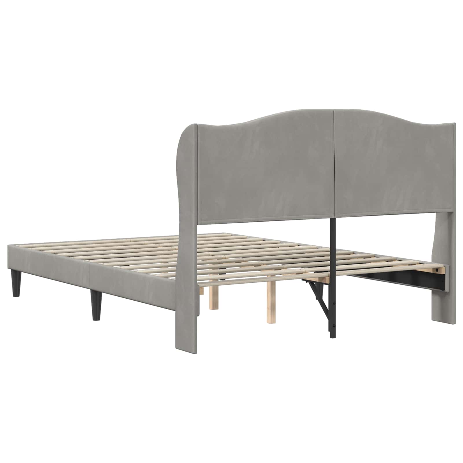 Bedframe met hoofdeinde Lichtgrijs 160 x 200 cm Fluweel