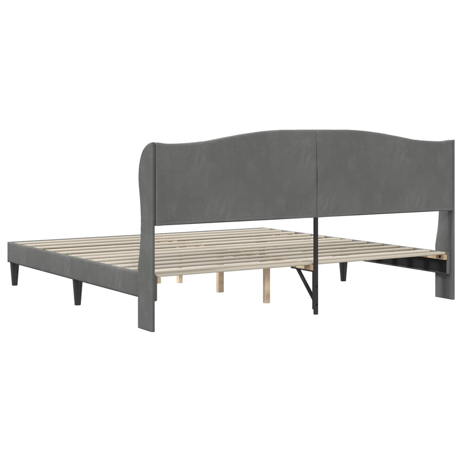 Bedframe met hoofdeinde Donkergrijs 180 x 200 cm Fluweel