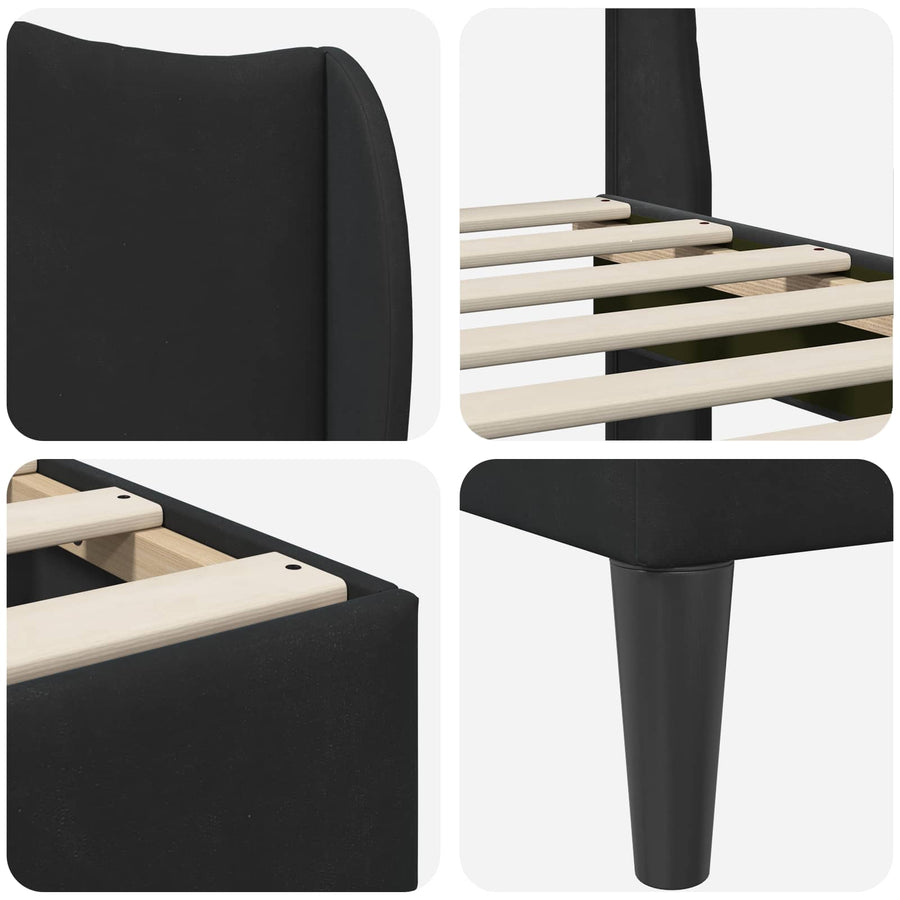Bedframe met hoofdeinde Zwart 180 x 200 cm Fluweel