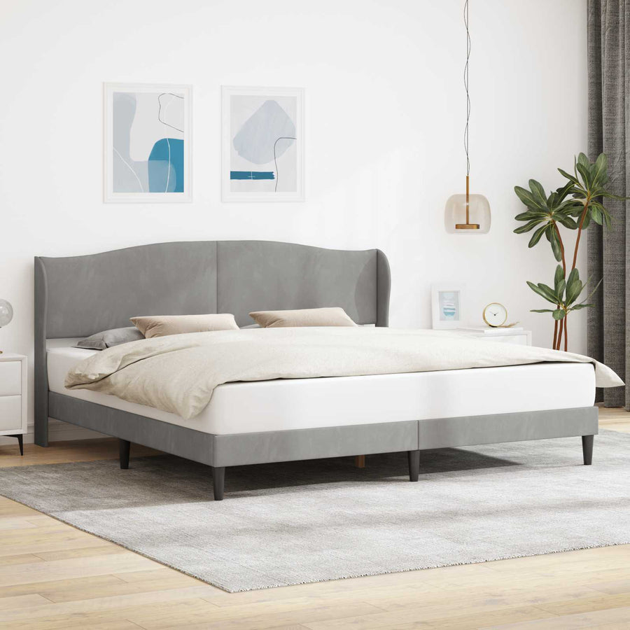 Bedframe met hoofdeinde Lichtgrijs 200 x 200 cm Fluweel