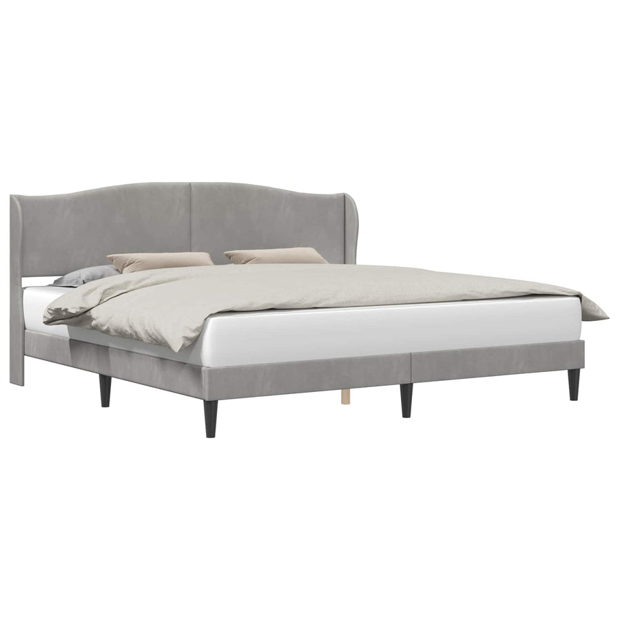 Bedframe met hoofdeinde Lichtgrijs 200 x 200 cm Fluweel
