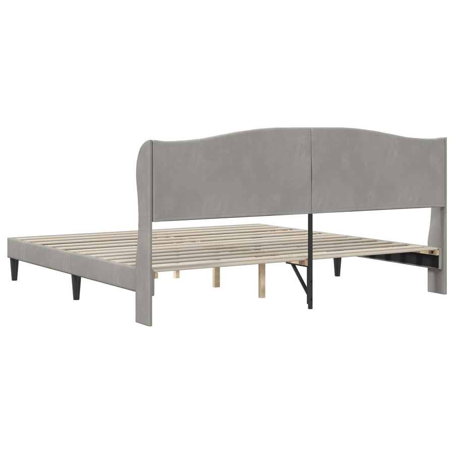 Bedframe met hoofdeinde Lichtgrijs 200 x 200 cm Fluweel