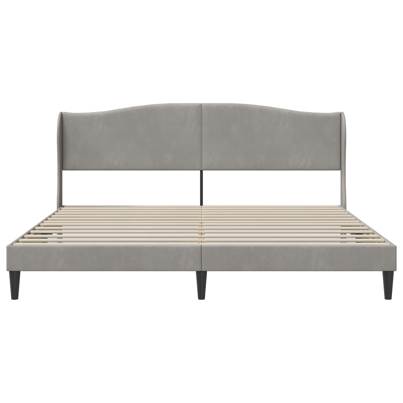 Bedframe met hoofdeinde Lichtgrijs 200 x 200 cm Fluweel