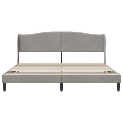 Bedframe met hoofdeinde Lichtgrijs 200 x 200 cm Fluweel