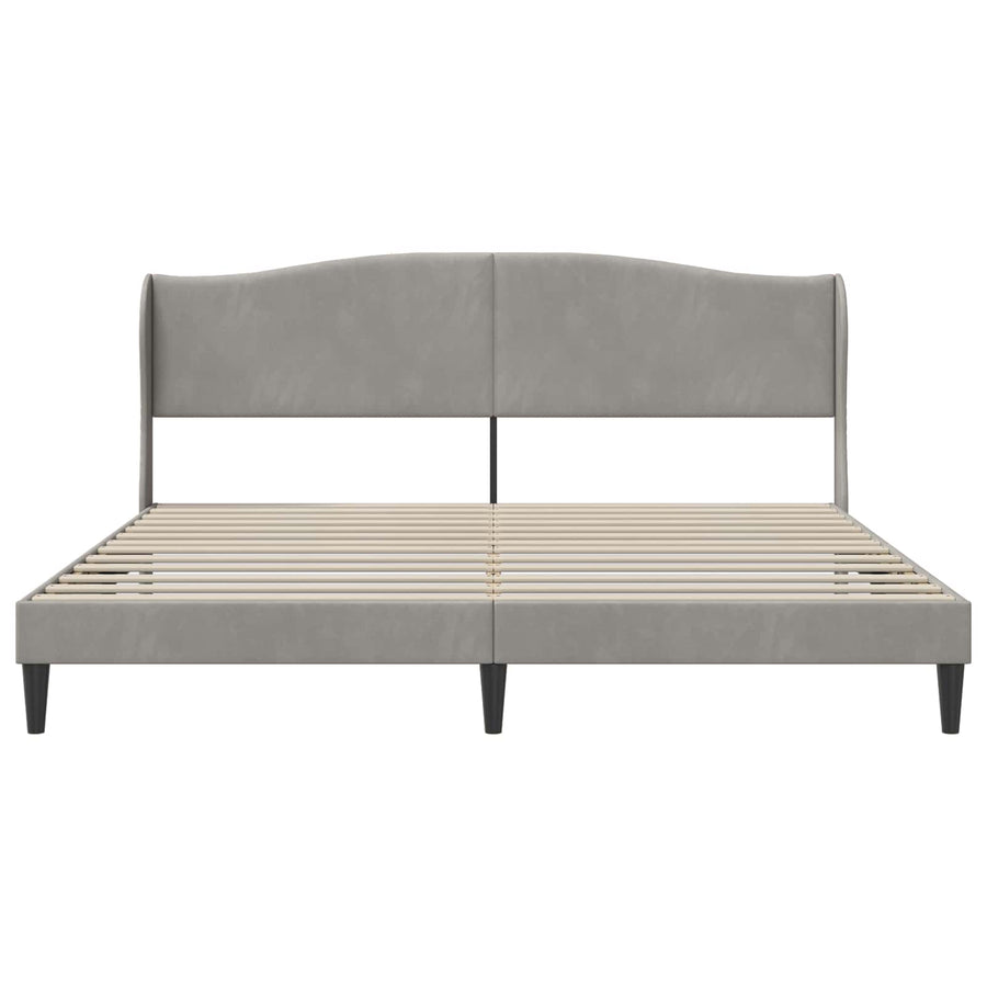 Bedframe met hoofdeinde Lichtgrijs 200 x 200 cm Fluweel