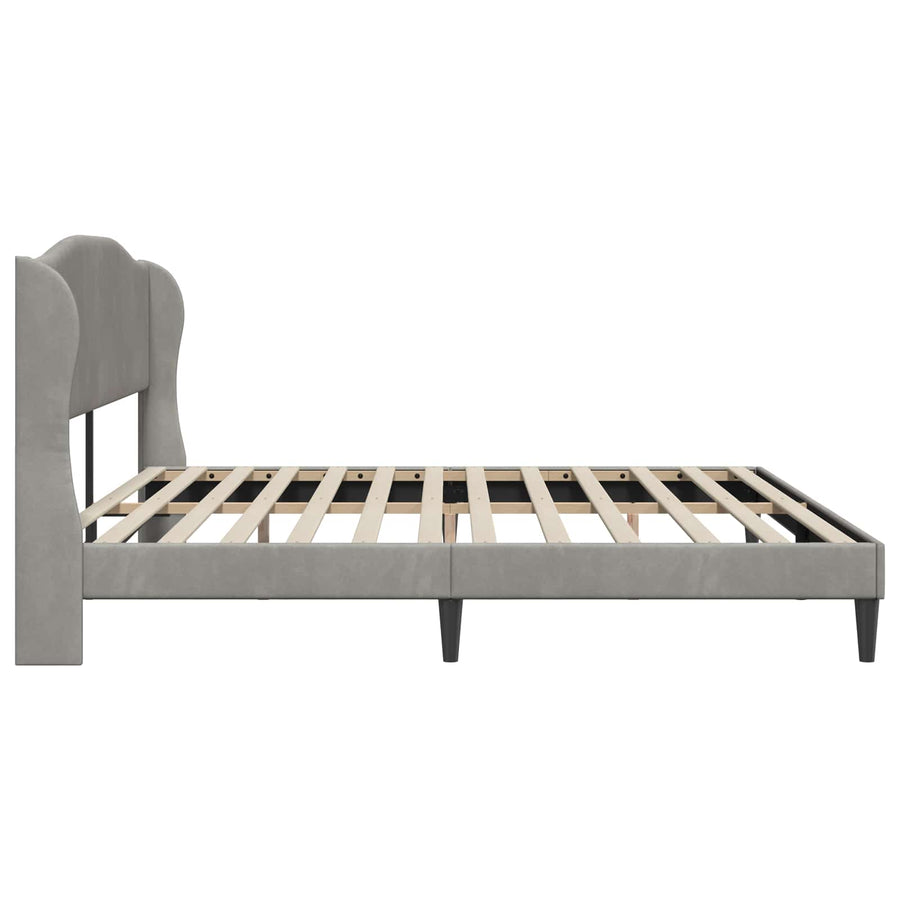Bedframe met hoofdeinde Lichtgrijs 200 x 200 cm Fluweel