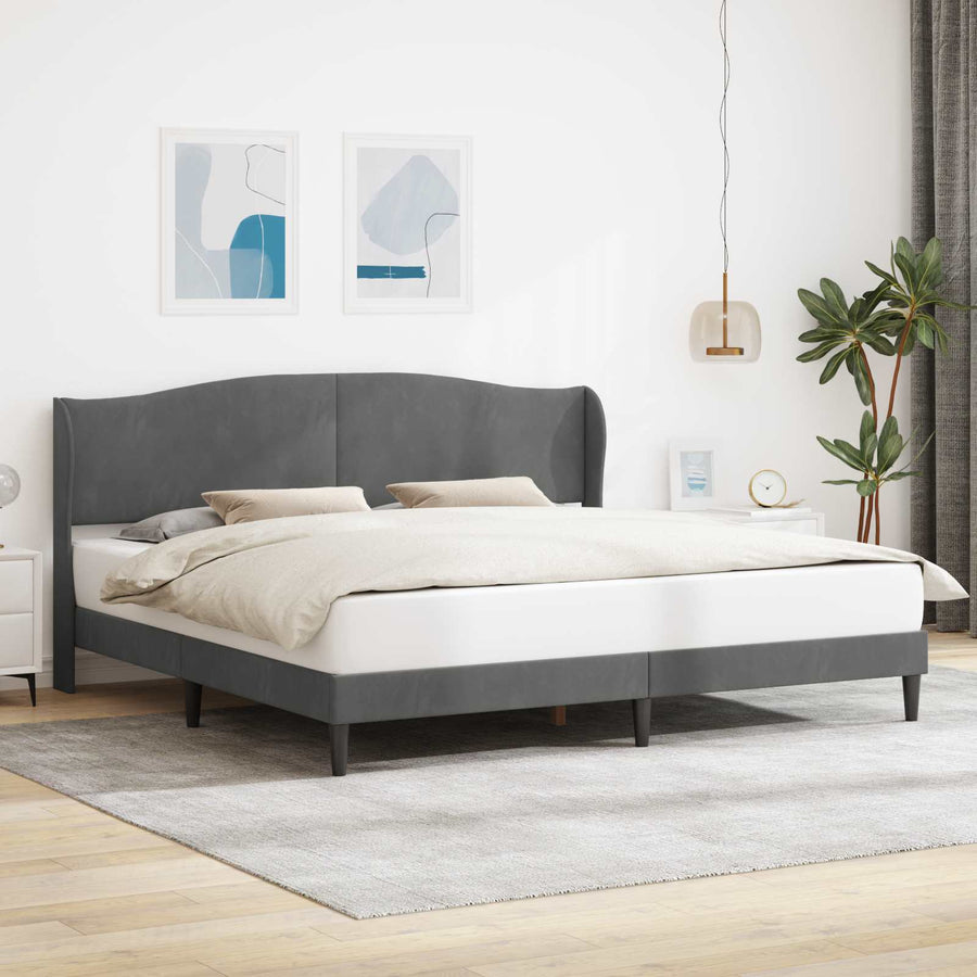 Bedframe met hoofdeinde Donkergrijs 200 x 200 cm Fluweel